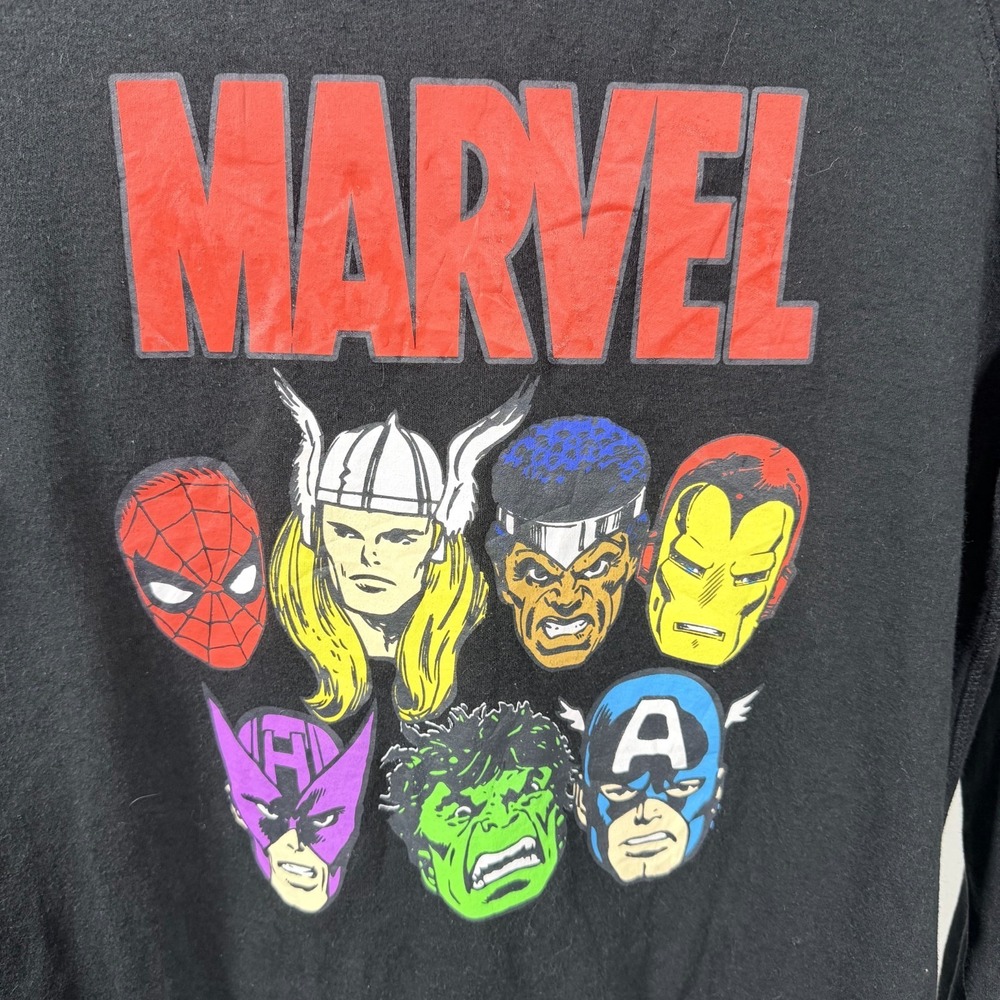 Marvel Shirt Boys 2XL Black Cotton Reversible Iron Man Thor Spider Man Graphic